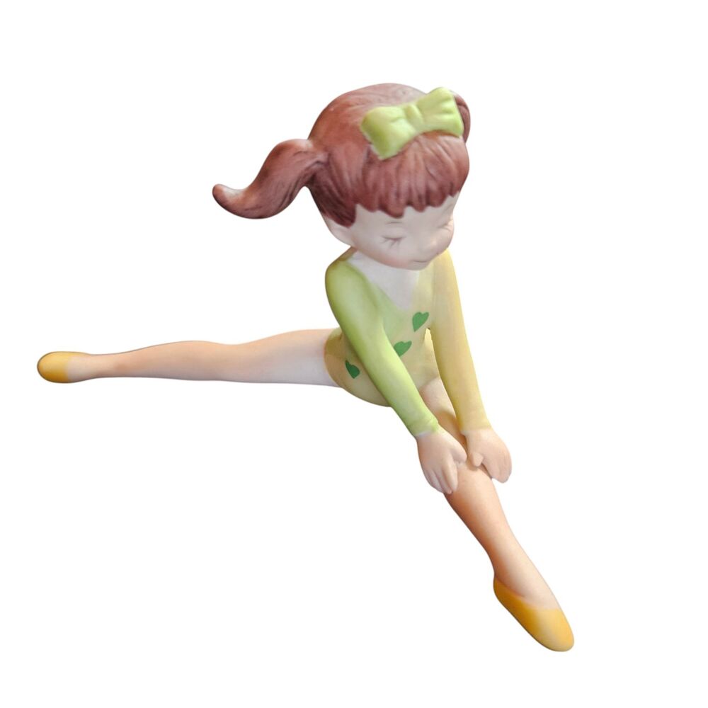 George Good Figurine Girl Dancer Dark Hair Light Skin Pony Tails 3" Porcelain